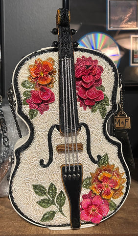 In Tune Ivory and Floral Violin Handbag